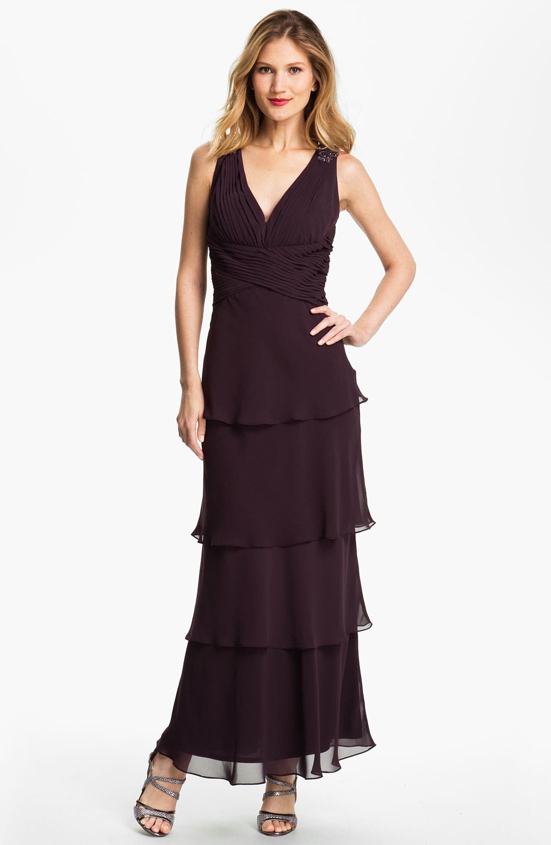 Alex Evenings Tiered Chiffon Gown Nordstrom