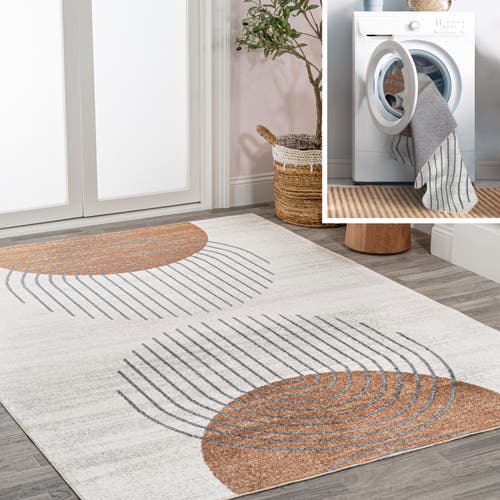 Jonathan Y Kallax Geometric Modern Low-pile Machine-washable Cream/terra 8 Ft. X 10 Ft. Area Rug