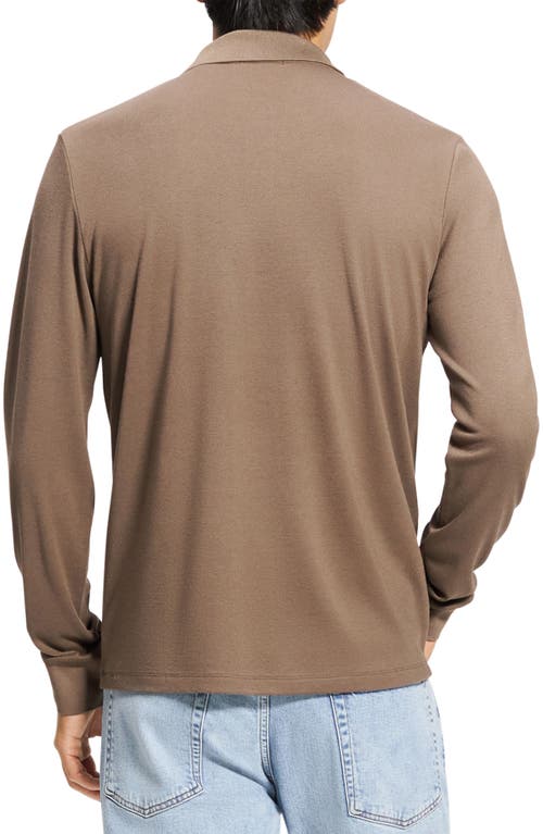 Theory Goris Anemone Milano Long Sleeve Polo In Dark Taupe