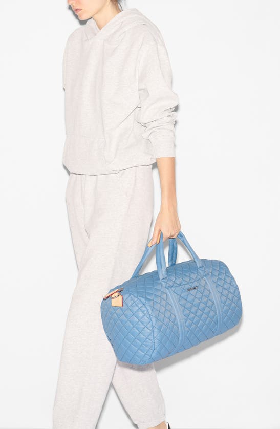 Shop Mz Wallace Morgan Quilted Nylon Duffle Bag In Medium Blue