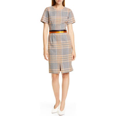 Hugo Koni Houndstooth Plaid Short Sleeve Dress, Grey