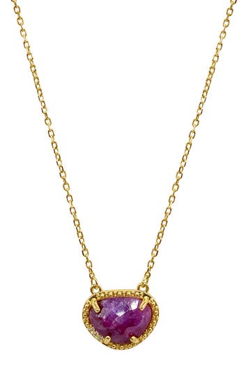 Adornia Fine 14k Yellow Gold Plated Sterling Silver Birthstone Pendant Necklace In Gold - Ruby - July