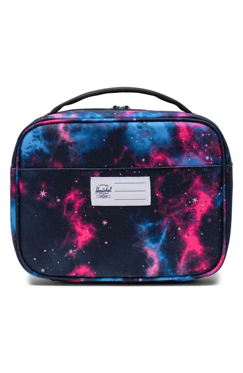 Shop Herschel Supply Co . Kids' Pop Quiz Recycled Polyester Lunch Box In Fuschia Purple Galaxy