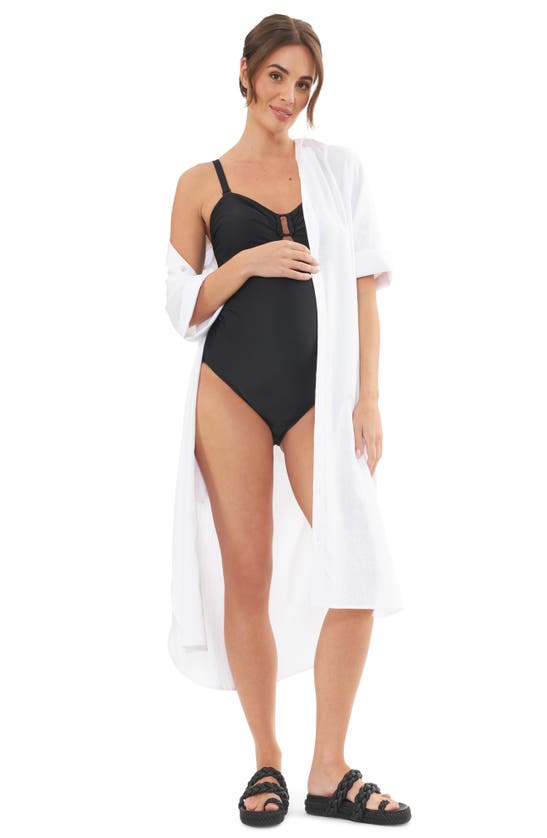 Shop Ripe Maternity O-ring One-piece Maternity Swimsuit In Black