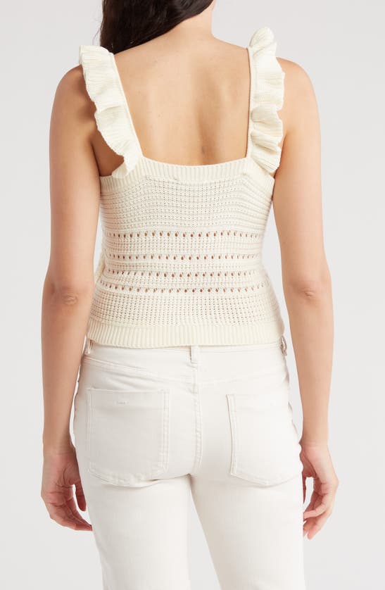 Shop 7 For All Mankind Openwork Ruffle Neck Sweater Tank In White
