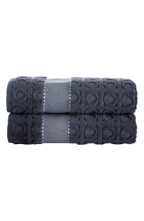 Shop Brooks Brothers Circle In Square 2-pack Turkish Cotton Hand Towels In Anthracite