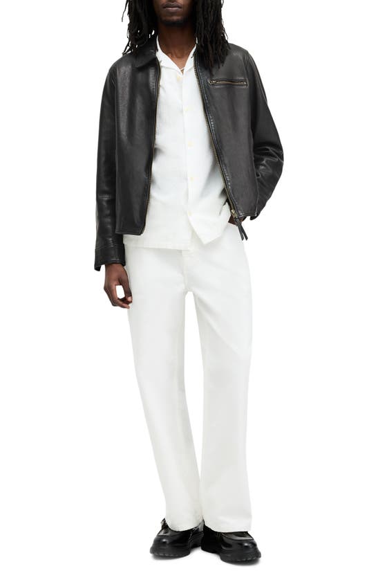 Shop Allsaints Miller Lambskin Leather Biker Jacket In Black