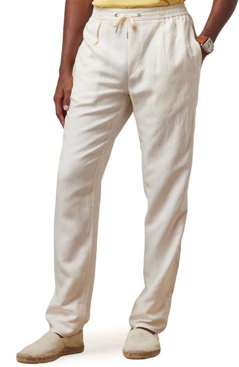 Polo Ralph Lauren Tennis Sport Pants Men Stretch Waist Double Snap Button  White
