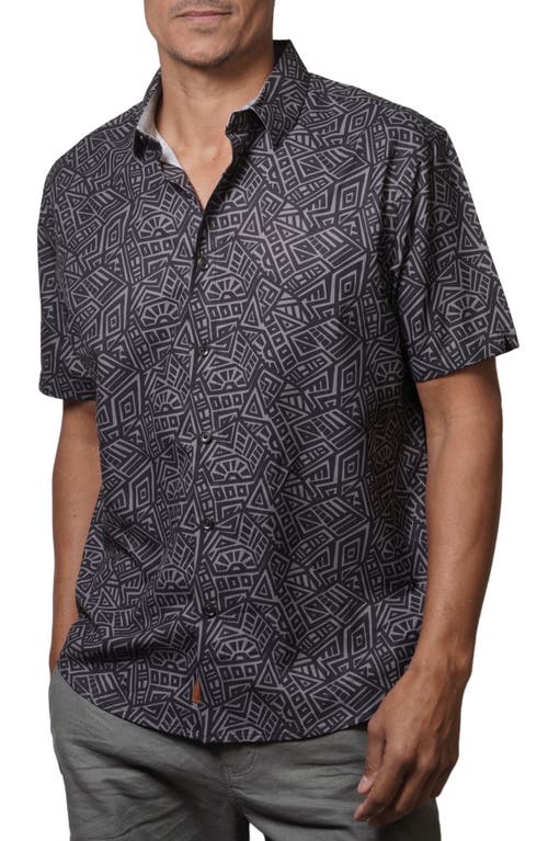 Eco Tahiti Short Sleeve Button-Up Shirt in Phantom Black