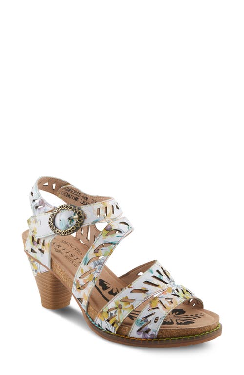 L'artiste By Spring Step Abreeze Ankle Strap Sandal In White Multi