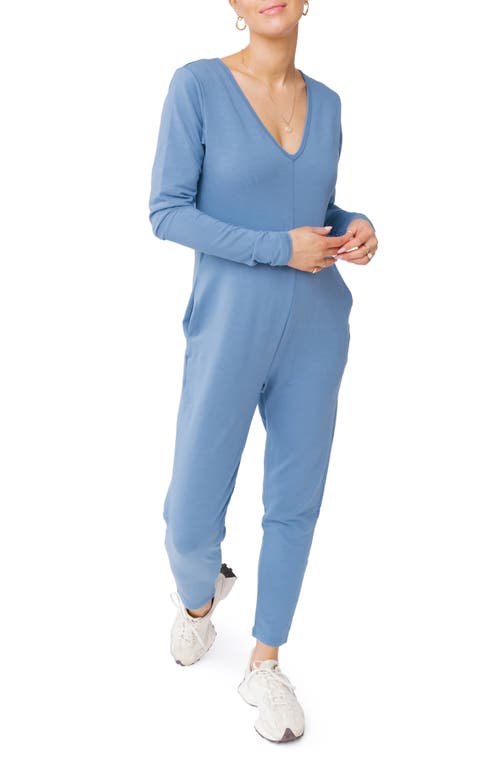 SMASH + TESS Cozy Friday Long Sleeve Jumpsuit in Coronet Blue