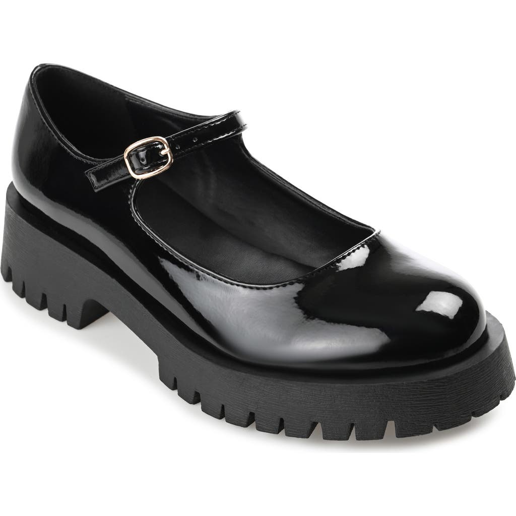 Shop Journee Collection Kamie Mary Jane Platform Flat In Patent/black