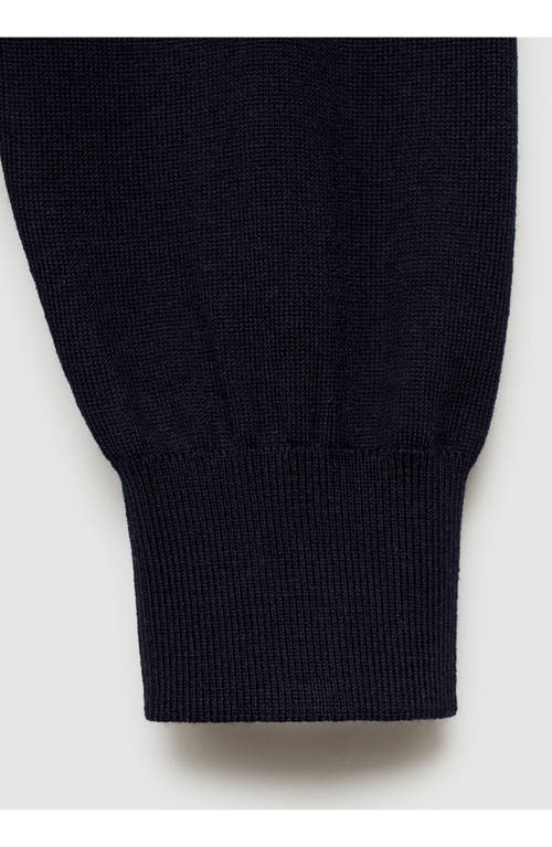 Mango Microstructure Crewneck Sweater In Dark Navy