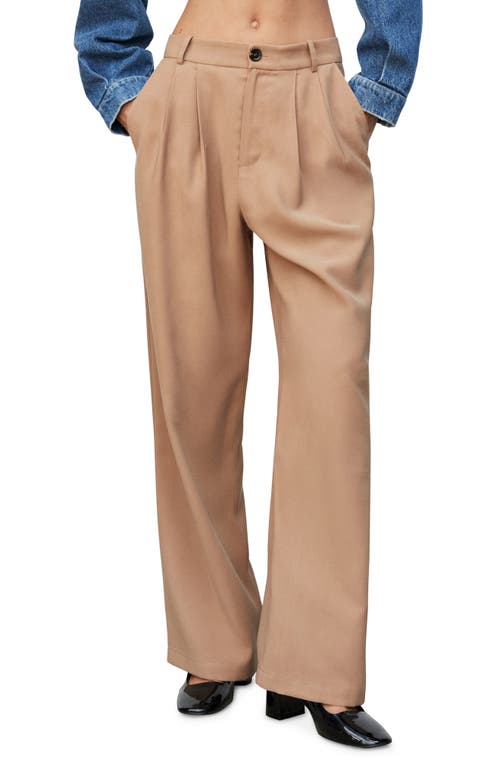 MANGO Pleated Wide Leg Pants in Beige at Nordstrom, Size 8