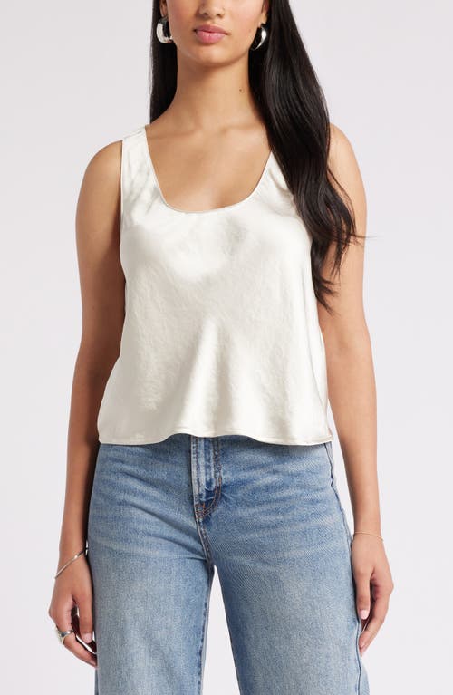 Shop Open Edit Scoop Neck Satin Tank In Ivory Dove