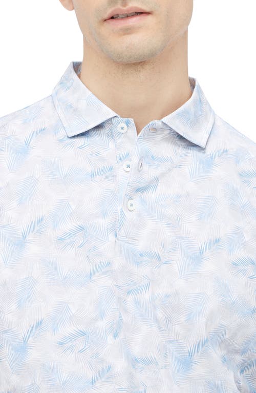 Shop Bugatchi Victor Ooohcotton® Leaf Print Polo In Cobalt