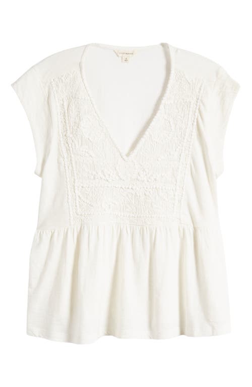 Lucky Brand Embroidered Cotton Babydoll Top at Nordstrom,