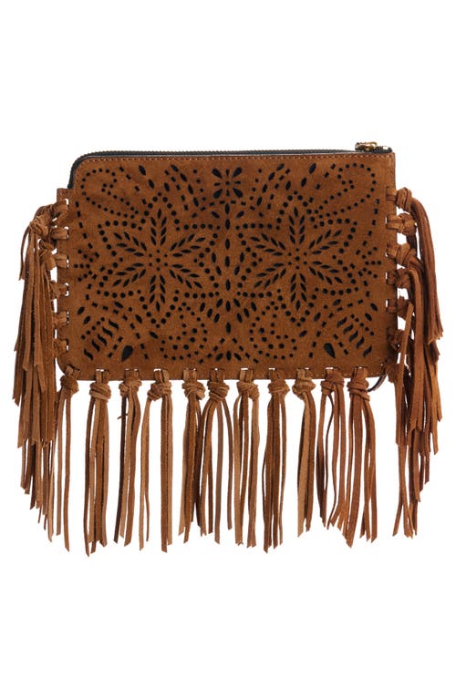 Shop Isabel Marant Oskan Laser Cut Suede Pouch In Cognac