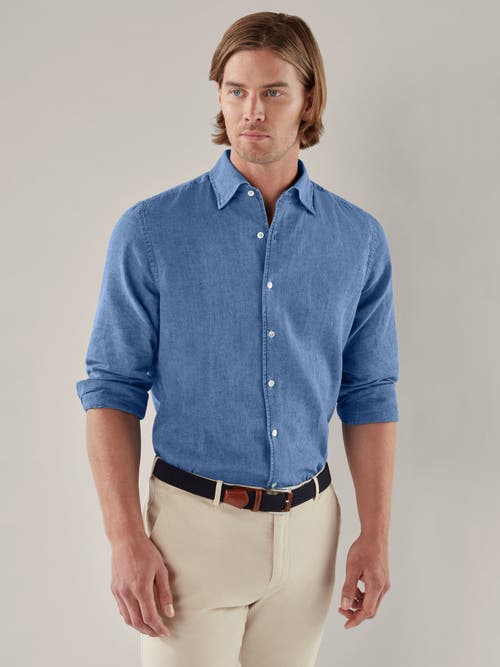 Shop Robert Talbott Morgan Linen-cotton Shirt In Light Denim Bleached Wash