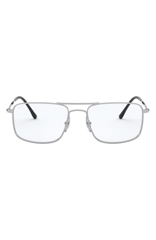 Ray-Ban 55mm Square Blue Light Blocking Glasses in Silver at Nordstrom