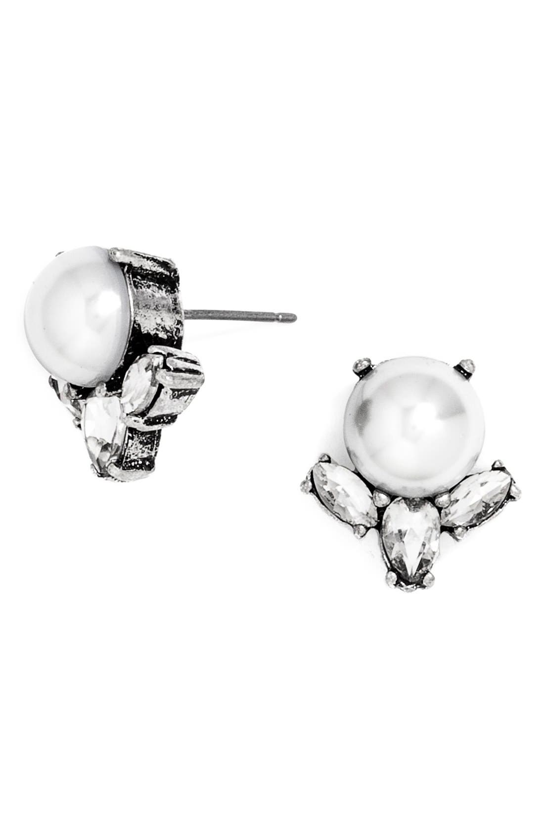 BaubleBar 'Aviator' Faux Pearl & Crystal Stud Earrings Nordstrom