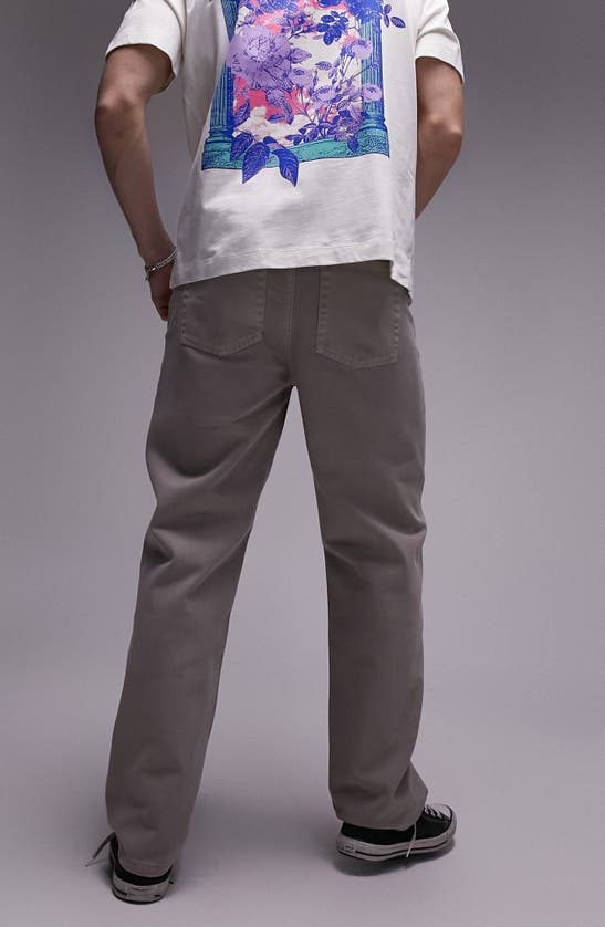 Shop Topman Loose Fit Cotton Straight Leg Pants In Stone