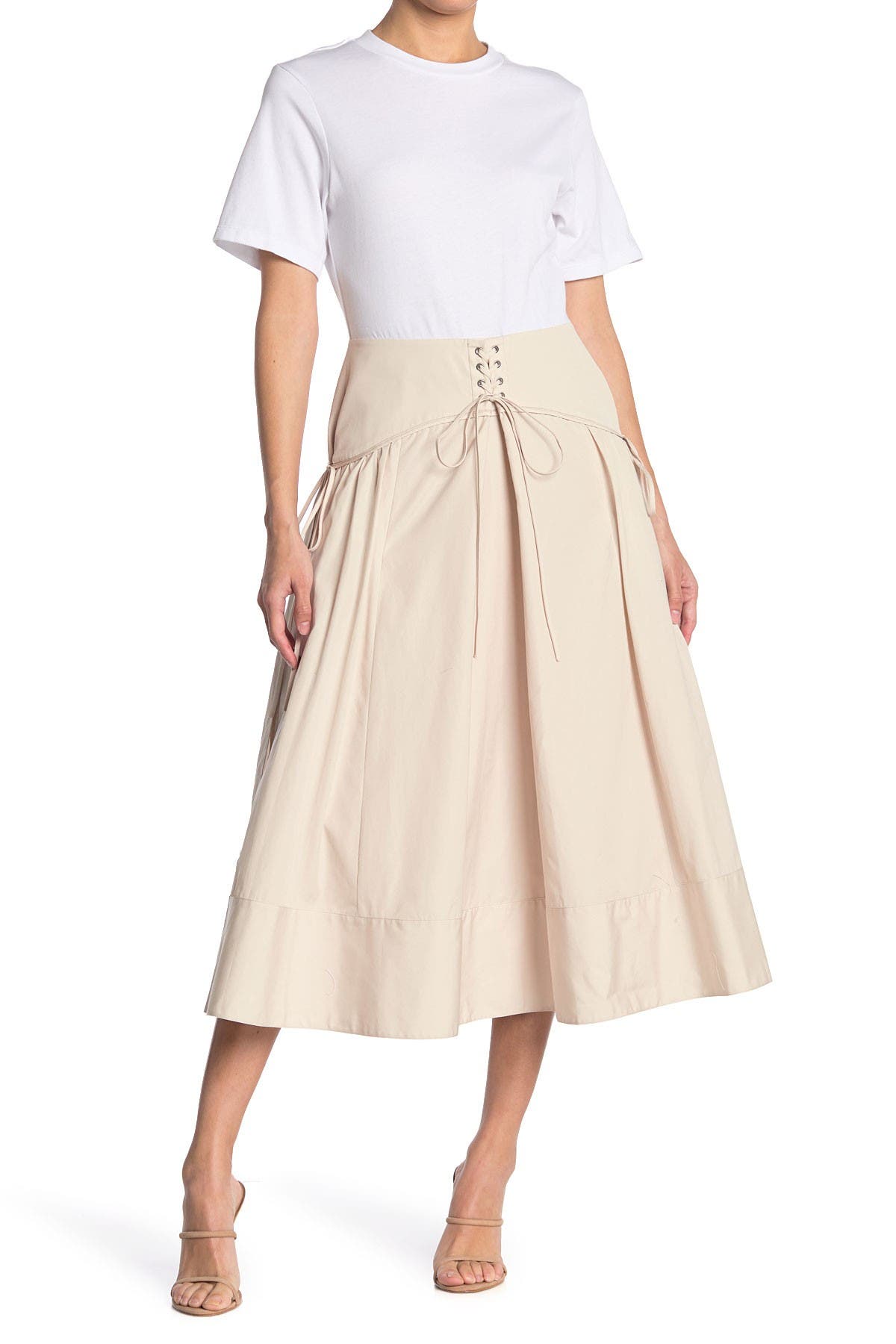 3.1 Phillip Lim / フィリップ リム Short Sleeve T-shirt & Corset Skirt Dress In White-putty