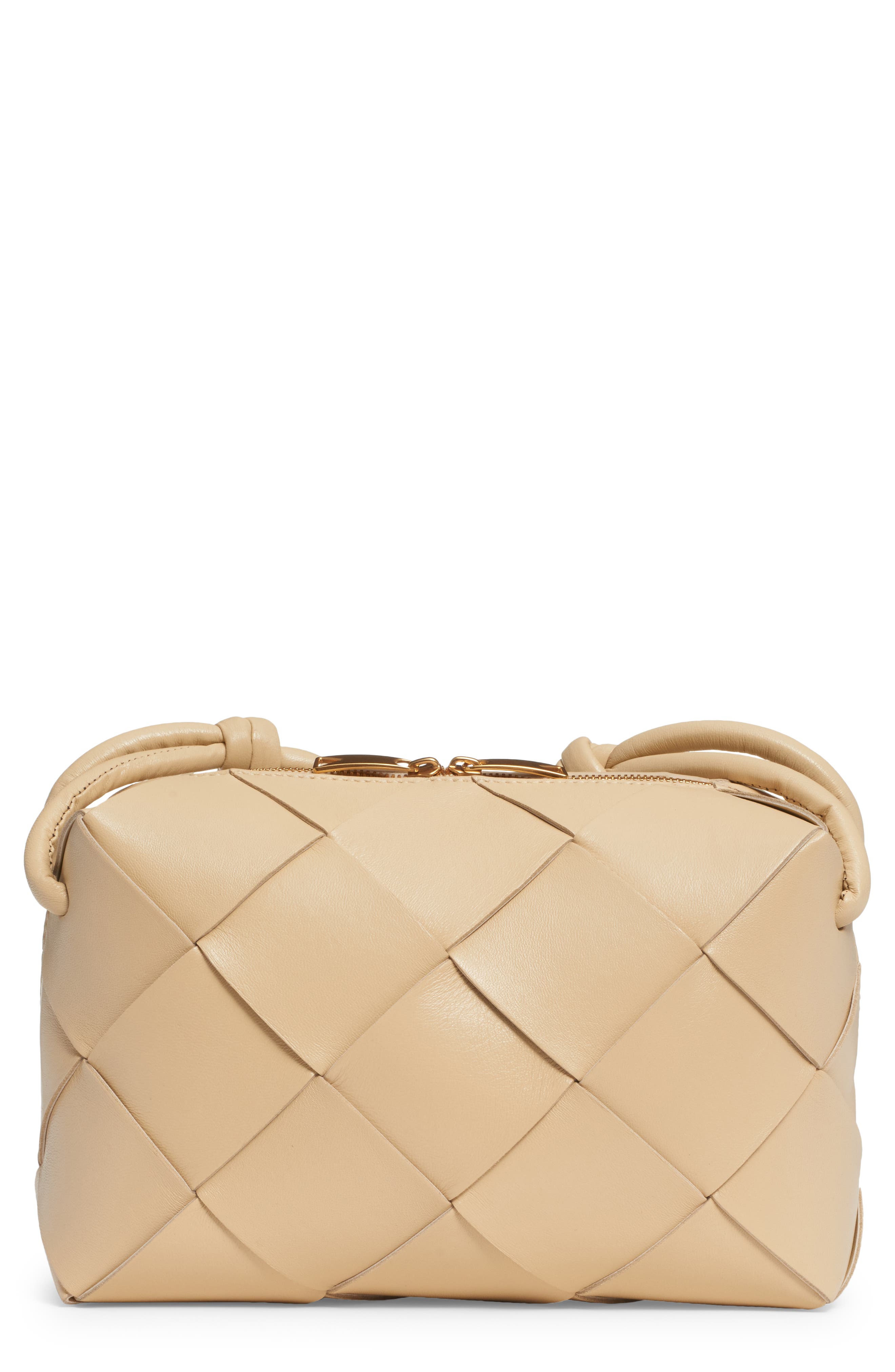 Bottega Veneta Small Loop Intrecciato Leather Shoulder Bag In Porridge Gold