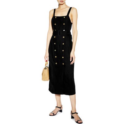 Topshop Belted Pinafore Midi Dress