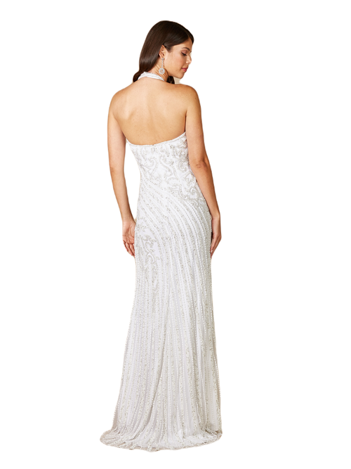 Shop Lara New York Dawson Beaded Wedding Dress With Halter Neck In White