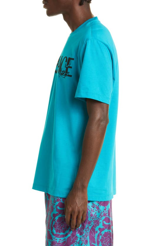 VERSACE FLEUR EMBROIDERED LOGO GRAPHIC TEE