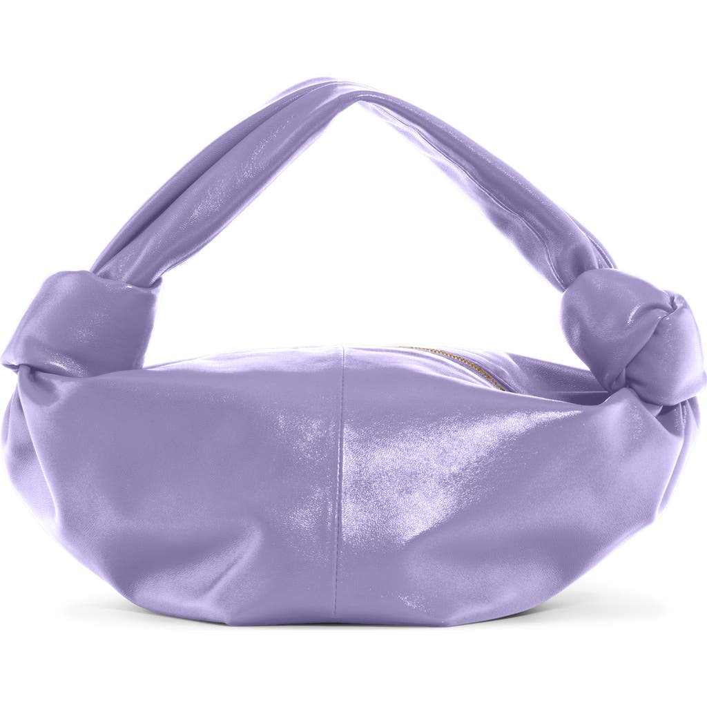 Bottega Veneta Mini Leather Hobo In Lavender/silver