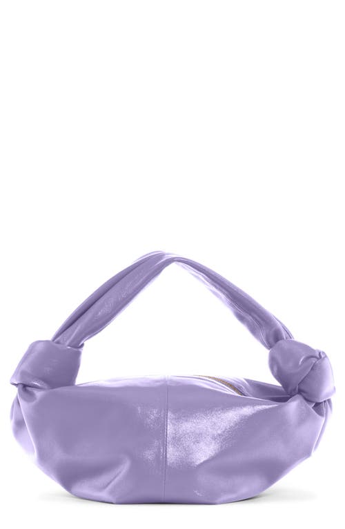 Shop Bottega Veneta Mini Leather Hobo In Lavender/silver