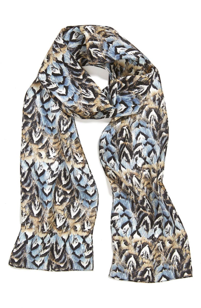 Echo 'Pheasant Feathers' Skinny Silk Scarf | Nordstrom