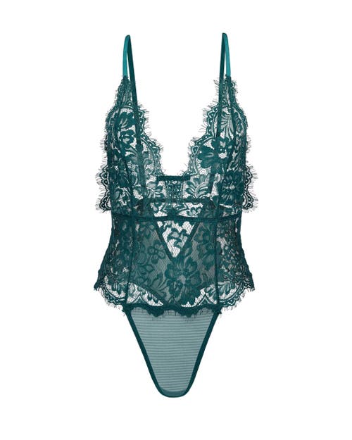 Adore Me Anushka Bodysuit Lingerie In Dark Green