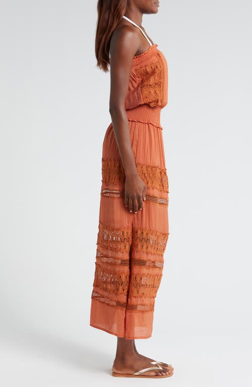 Elan Lace Strapless Cover-up Maxi Dress In Clay