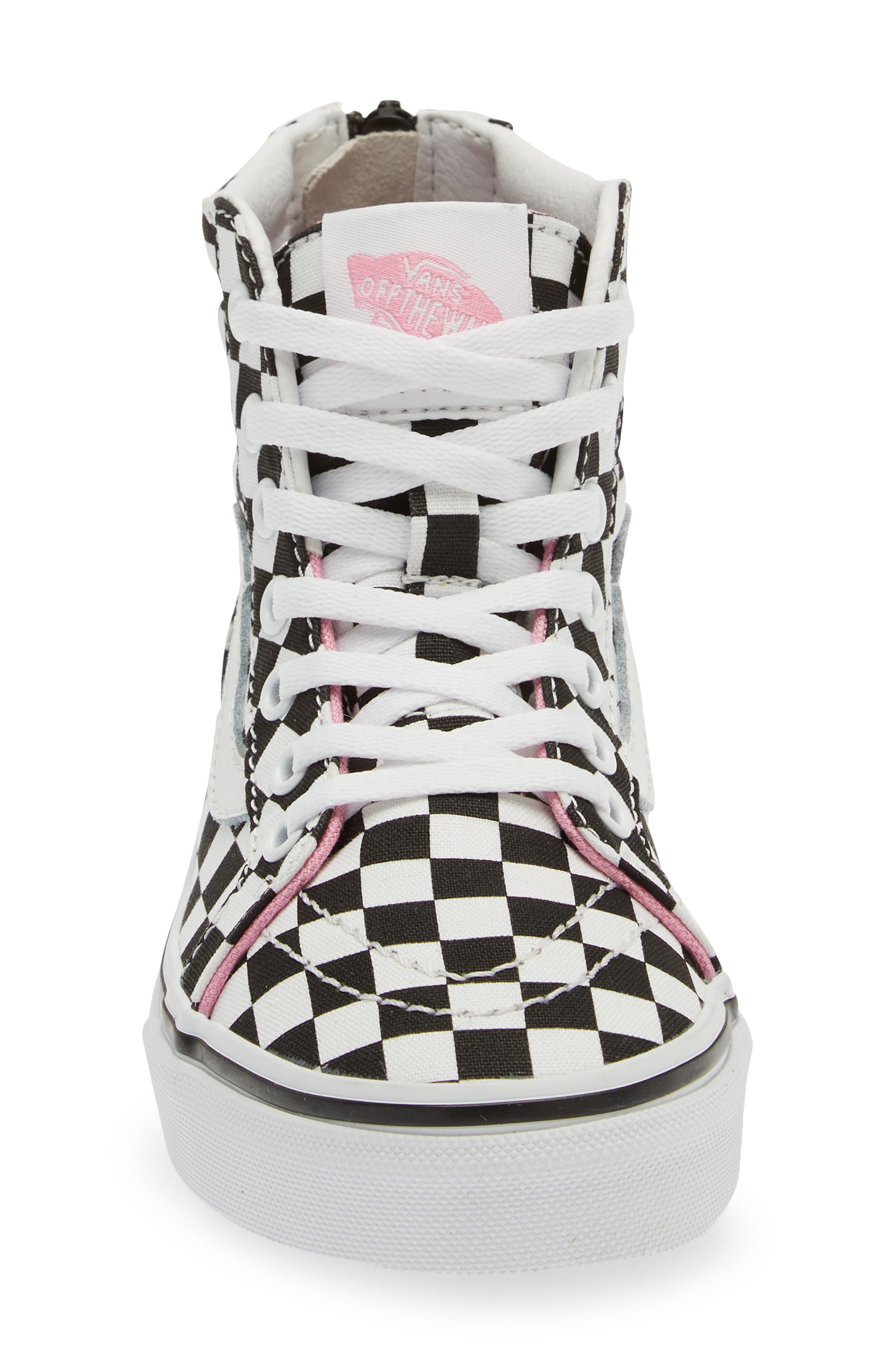high top pink checkered vans