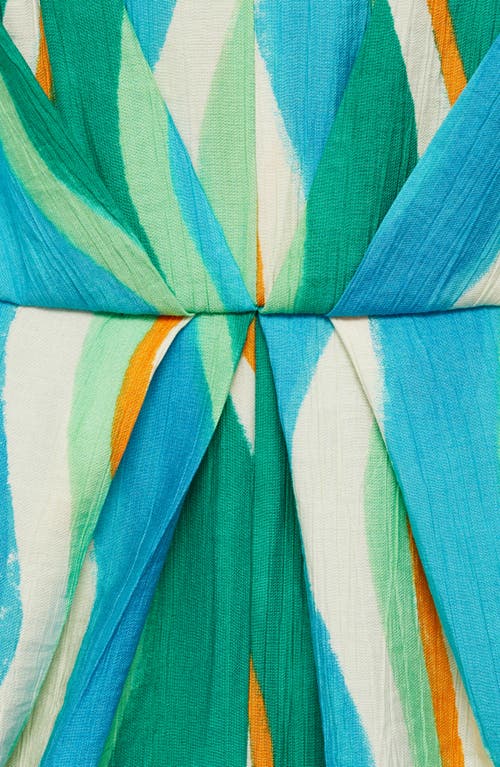 Mango Long Printed Jumpsuit Green In Green