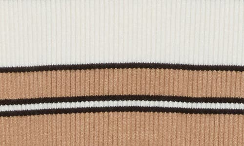 Ellen Tracy Stripe Ribbed Sweater In Black Multi Stripe