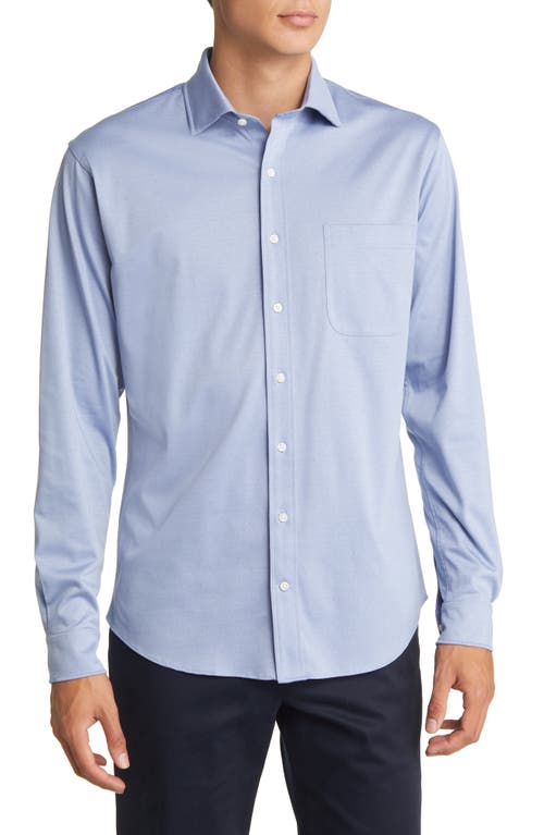 Alton Lane Walker Seasonal Knit Button-Up Shirt in Dusty Blue Arrow