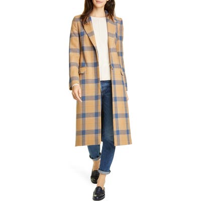 Helene Berman Plaid Wool Blend College Coat, Brown