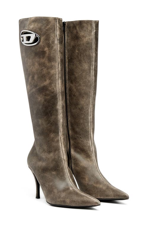 Diesel ® Pointed Toe Knee High Boot In Medium/brown