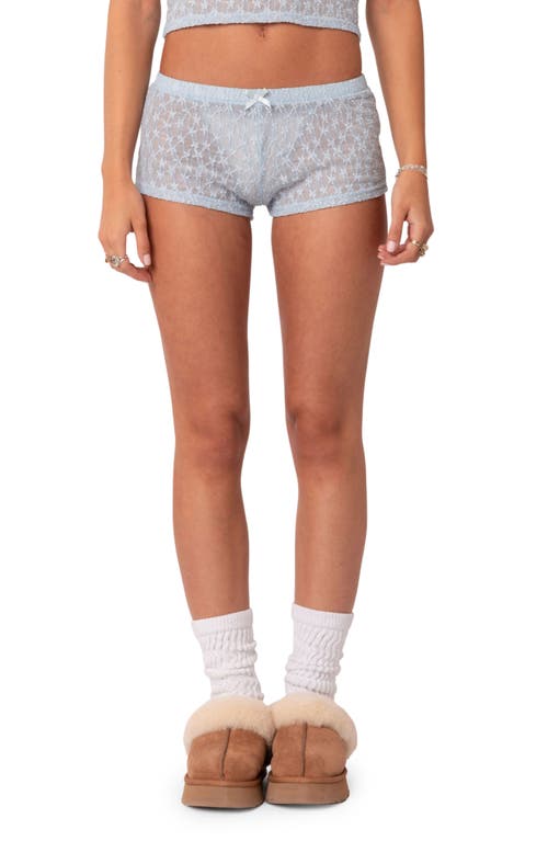 EDIKTED Starstruck Sheer Micro Shorts in Light-Blue