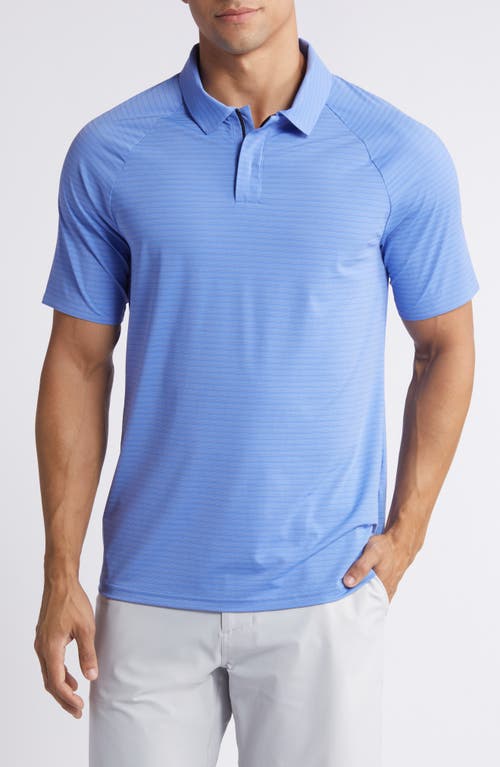 Shop Zella Fadeout Stripe Performance Polo In Blue Hydrangea