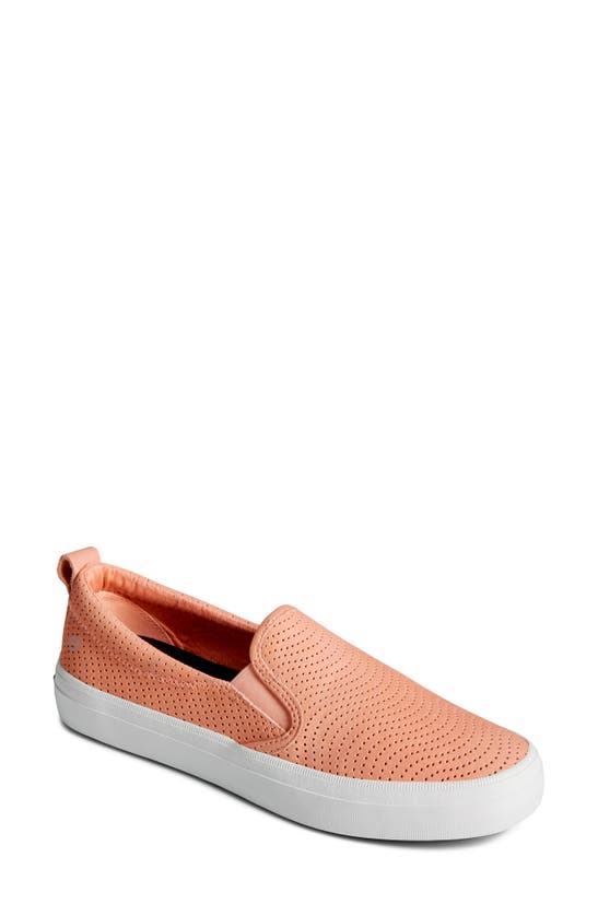 Sperry Crest Twin Gore Perforated Sneaker In Peach