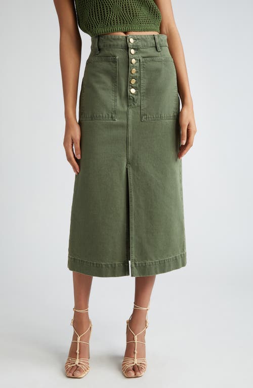 The Bea Denim Midi Skirt in Juniper Wash