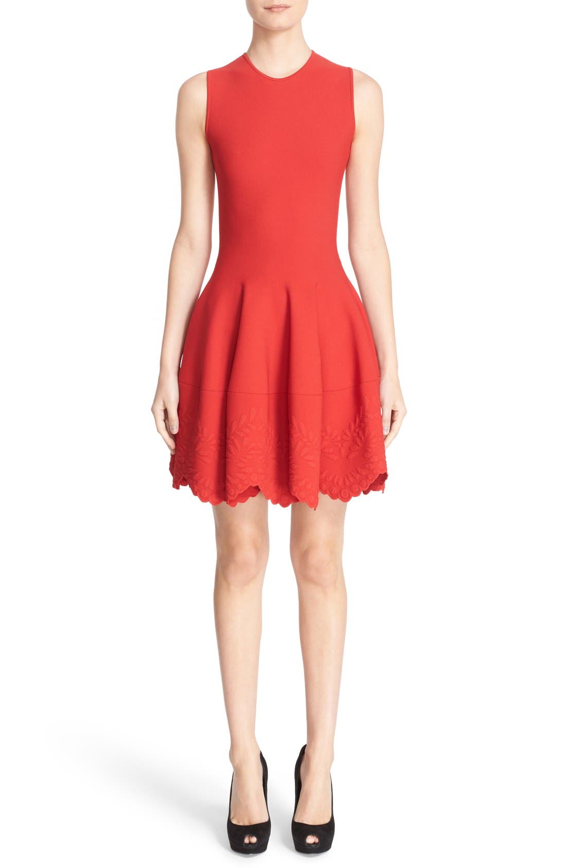 red fit n flare dress