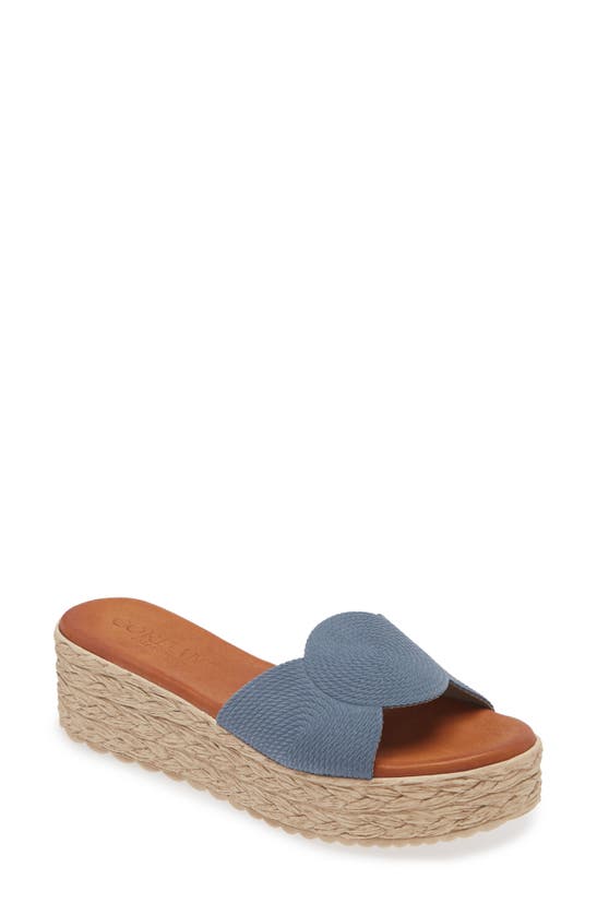 Shop Cordani Britta Espadrille Platform Wedge Slide Sandal In Jeans Suede
