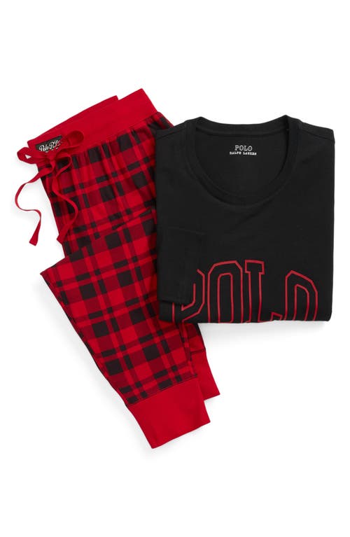 Shop Polo Ralph Lauren Cotton Blend Jersey Pajamas In Red Buffalo Check