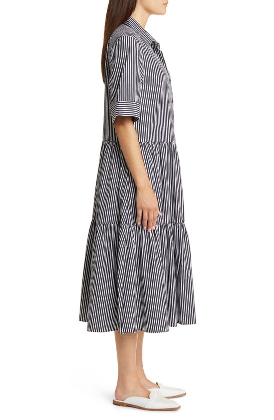 Nordstrom Tiered Shirtdress In Navy- White Samba Stripe